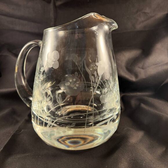 Vintage Crystal Wheel-Cut Glass Water Pitcher - Picture 8 of 9